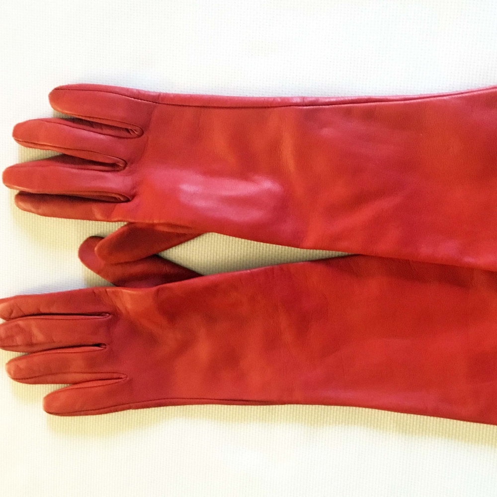 Orange leather gloves from Talbots